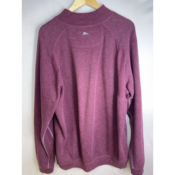 Tommy Bahama Men’s Large Quarter Zip Pullover Sweater Maroon Gray Lined Casual - Picture 3 of 6